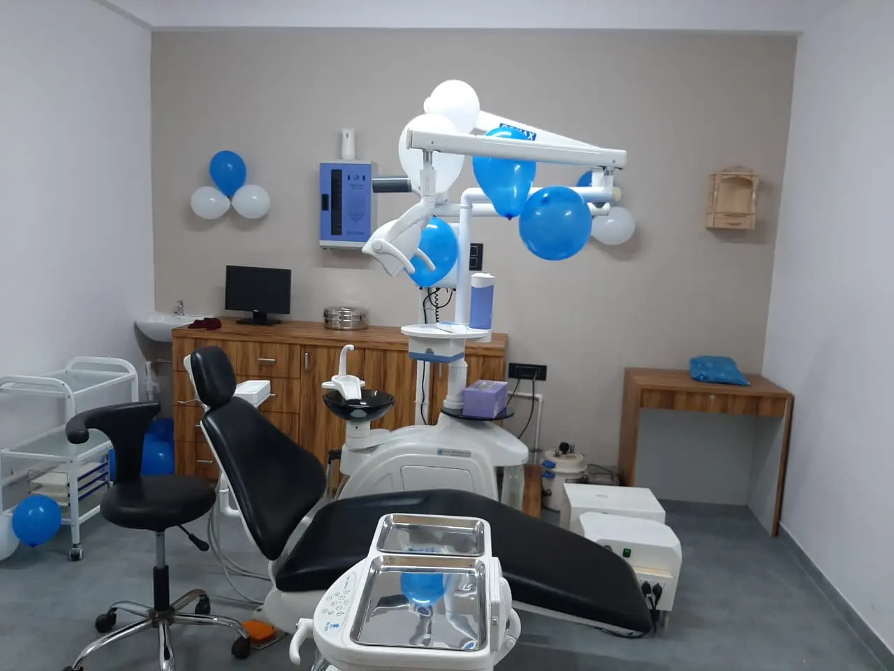 The dental treatment room at Promise Dental Clinic in Jahangirabad, Surat.