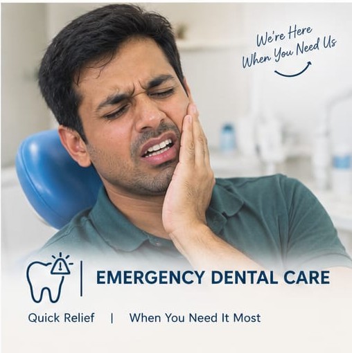 A patient holding their cheek while experiencing tooth pain.